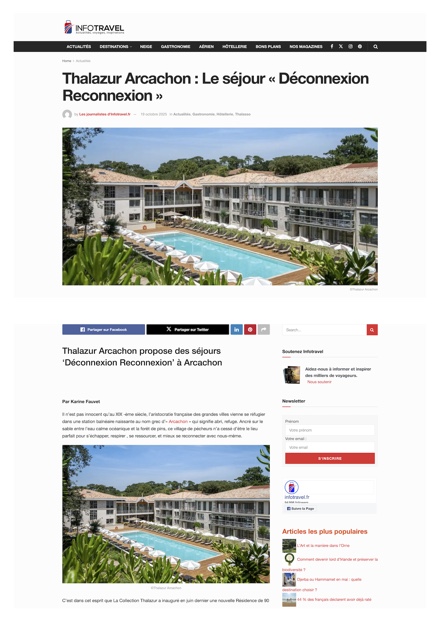 Infotravel - Thalazur Arcachon : Le séjour « Déconnexion Reconnexion »
