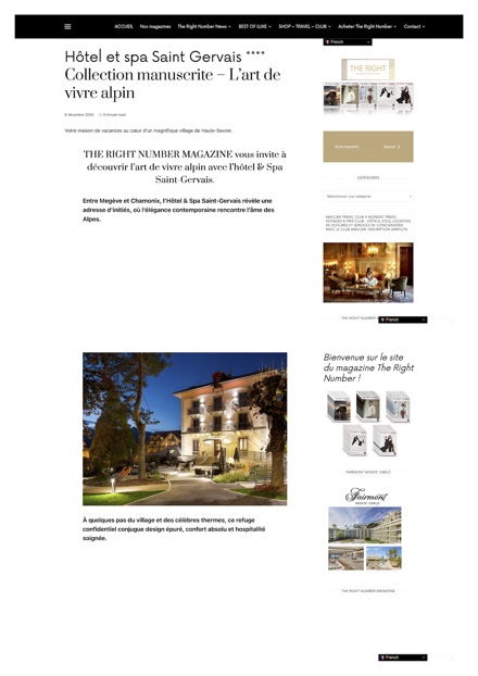 The Right Number Magazine - Hôtel et spa Saint Gervais **** - Collection manuscrite – L’art de vivre alpin