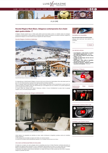 Luxe Magazine - Novotel Megève Mont-Blanc, l’élégance contemporaine d’un chalet alpin quatre étoiles